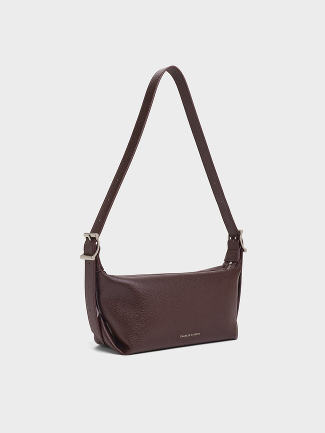 CHARLES & KEITH Women Larsen Buckle-Strap Slouchy Shoulder Bag_Plum