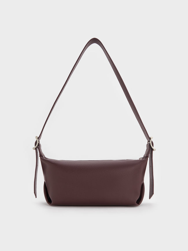CHARLES & KEITH Women Larsen Buckle-Strap Slouchy Shoulder Bag_Plum