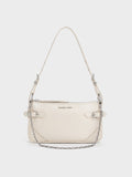 CHARLES & KEITH Women Antonella Chain-Strap Side-Buckle Crossbody Bag_Cream