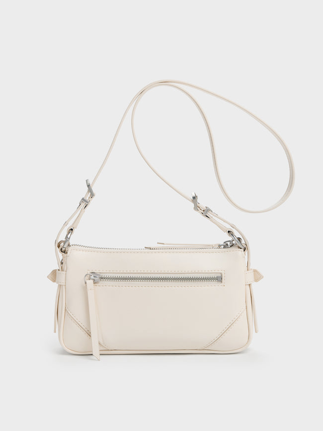 CHARLES & KEITH Women Antonella Chain-Strap Side-Buckle Crossbody Bag_Cream