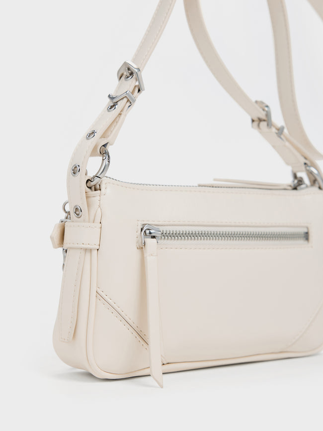 CHARLES & KEITH Women Antonella Chain-Strap Side-Buckle Crossbody Bag_Cream
