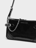 CHARLES & KEITH Women Antonella Chain-Strap Side-Buckle Crossbody Bag_Noir
