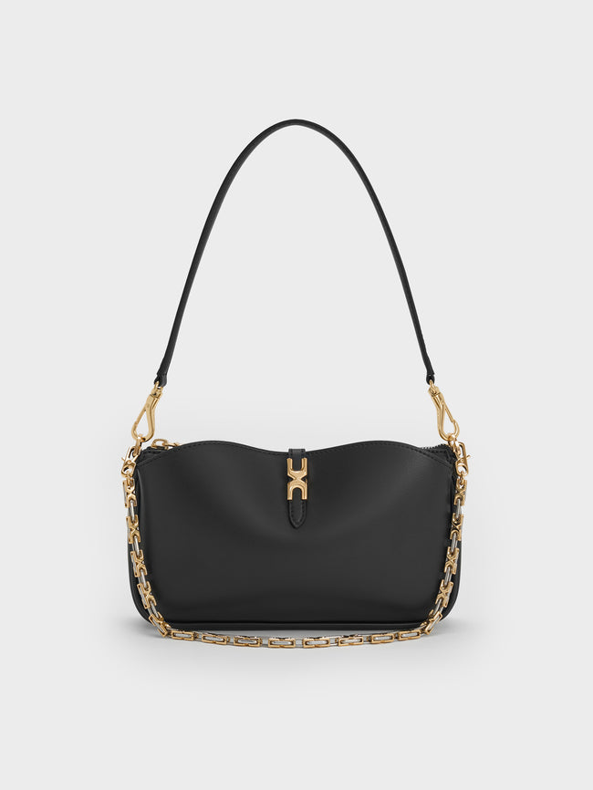 CHARLES & KEITH Women Adalyn Chain Shoulder Bag_Black
