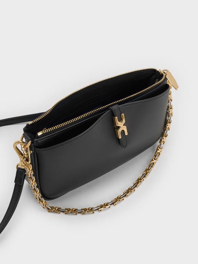 CHARLES & KEITH Women Adalyn Chain Shoulder Bag_Black