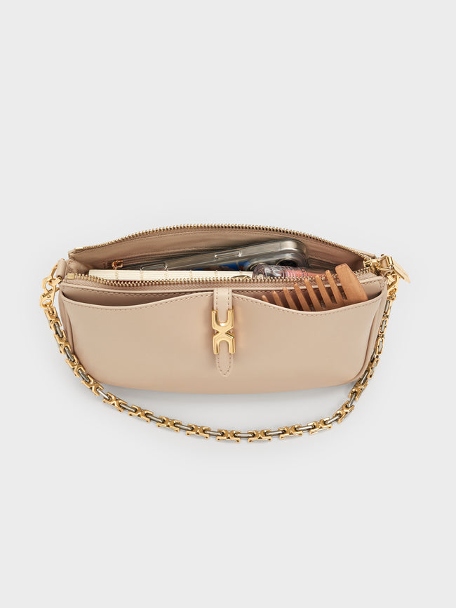 CHARLES & KEITH Women Adalyn Chain Shoulder Bag_Dusted Oat