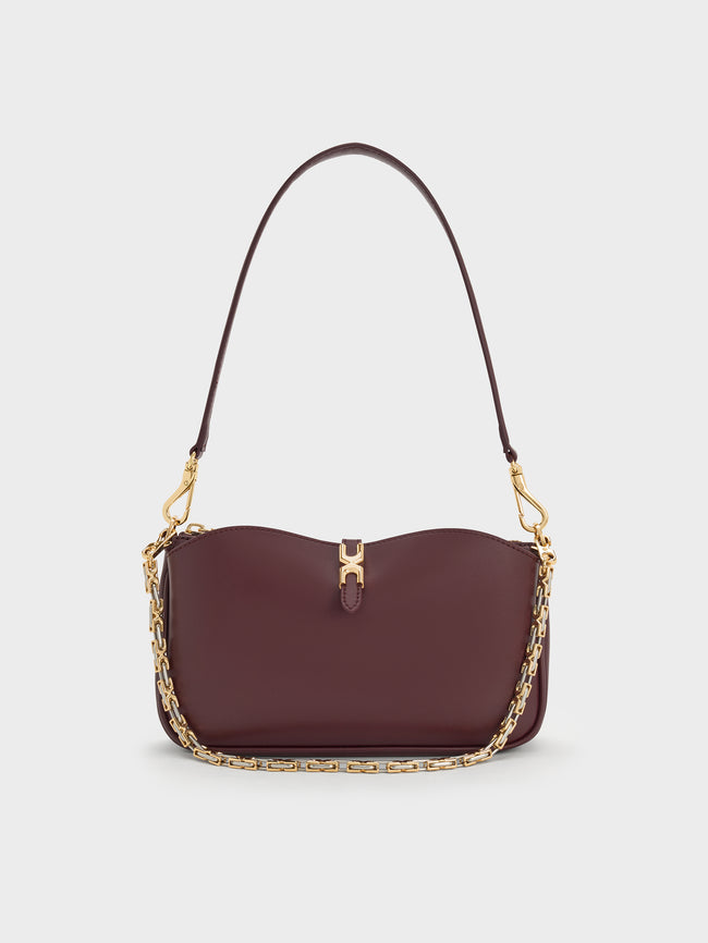 CHARLES & KEITH Women Adalyn Chain Shoulder Bag_Wineberry Red