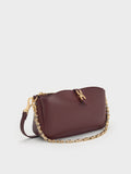 CHARLES & KEITH Women Adalyn Chain Shoulder Bag_Wineberry Red