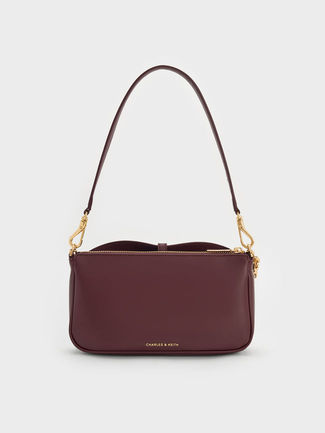CHARLES & KEITH Women Adalyn Chain Shoulder Bag_Wineberry Red