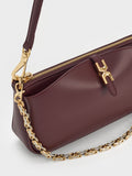 CHARLES & KEITH Women Adalyn Chain Shoulder Bag_Wineberry Red