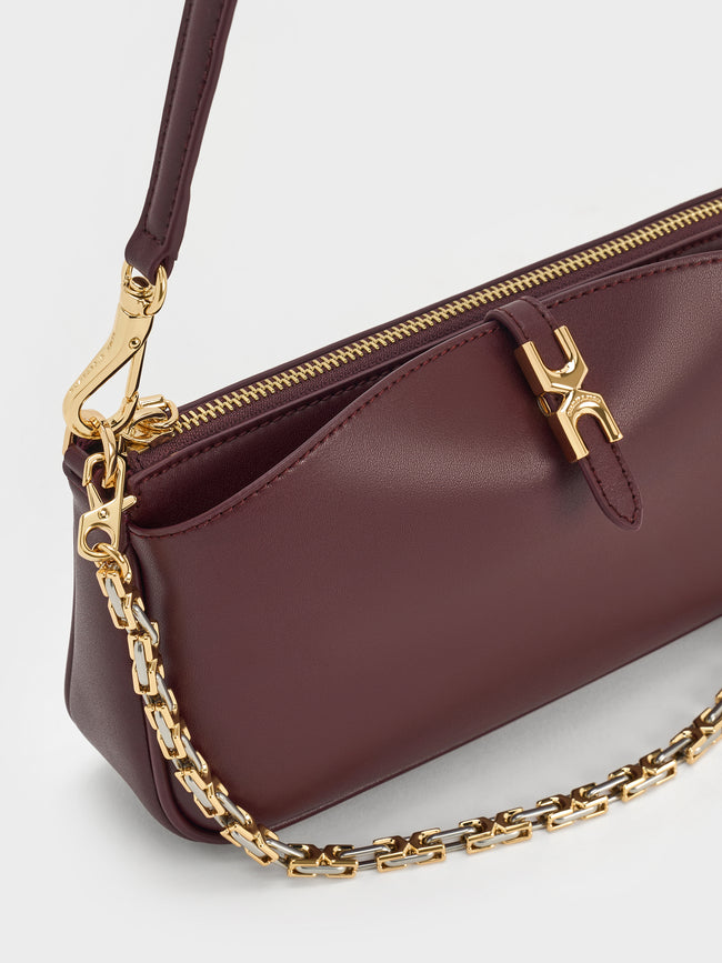 CHARLES & KEITH Women Adalyn Chain Shoulder Bag_Wineberry Red