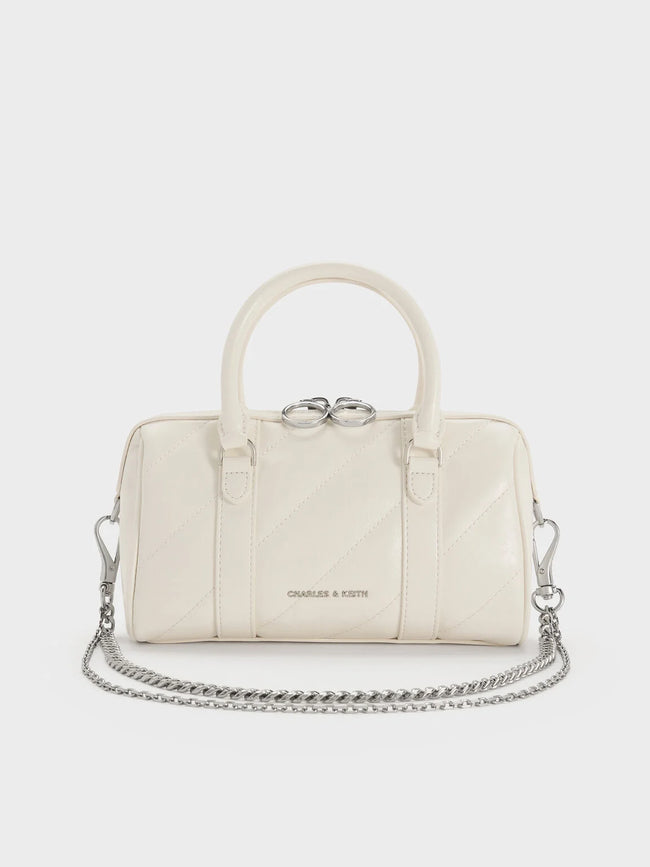 Philomena Panelled Chain-Handle Bowling Bag_Cream
