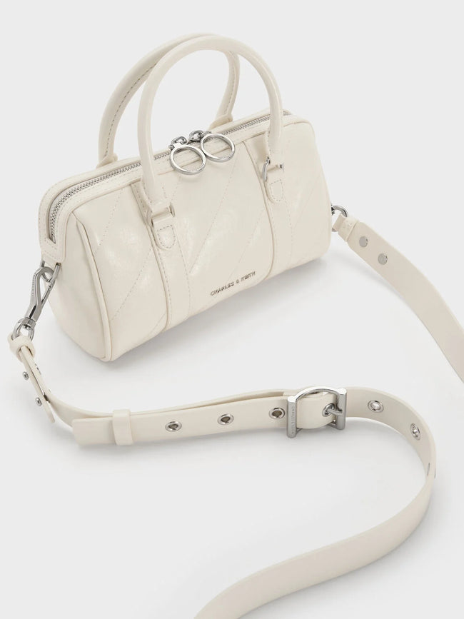 Philomena Panelled Chain-Handle Bowling Bag_Cream