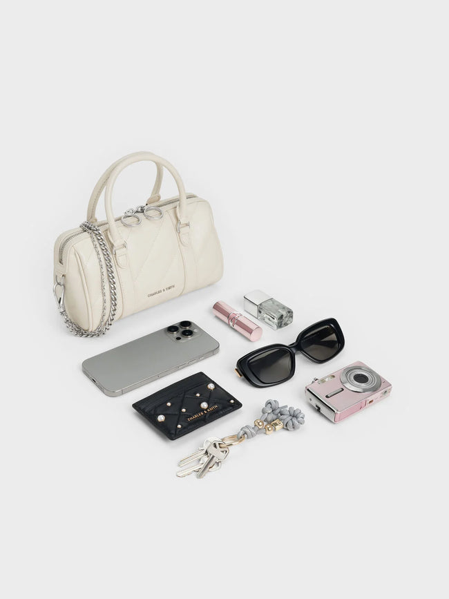 Philomena Panelled Chain-Handle Bowling Bag_Cream