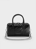 Philomena Panelled Chain-Handle Bowling Bag_Noir