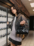 Philomena Panelled Chain-Handle Bowling Bag_Noir