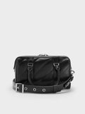 Philomena Panelled Chain-Handle Bowling Bag_Noir