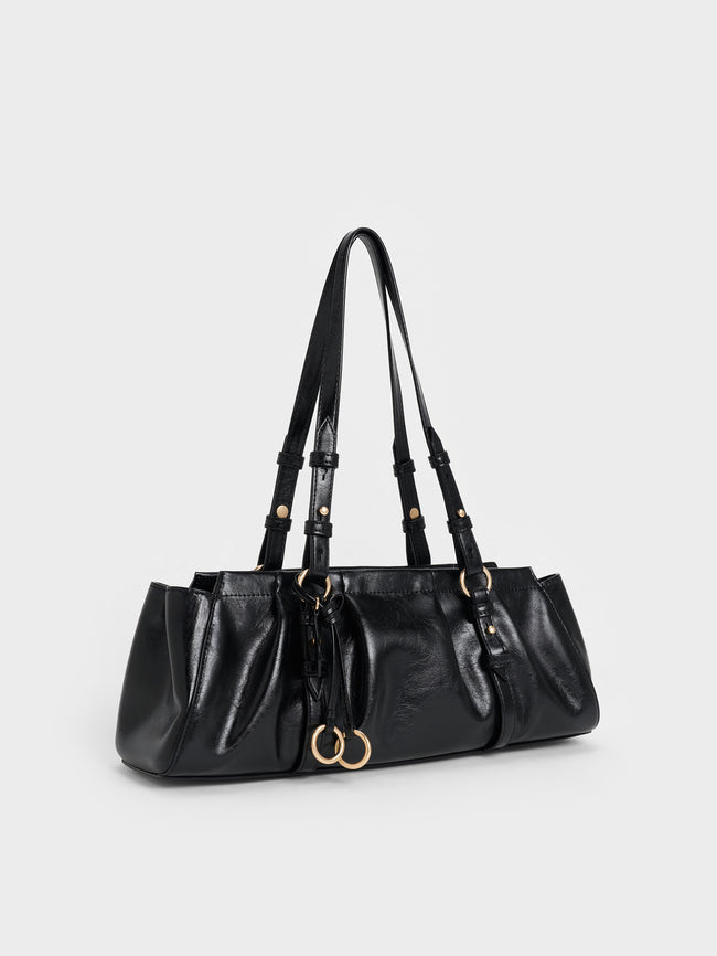 CHARLES & KEITH Women Britton Elongated Shoulder Bag_Black