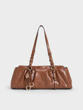CHARLES & KEITH Women Britton Elongated Shoulder Bag_Chocolate