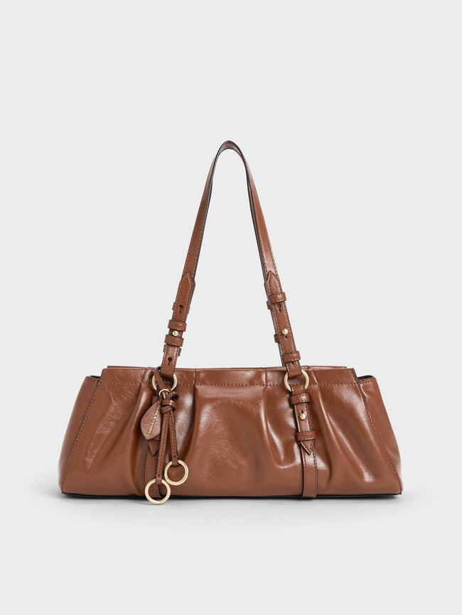 CHARLES & KEITH Women Britton Elongated Shoulder Bag_Chocolate