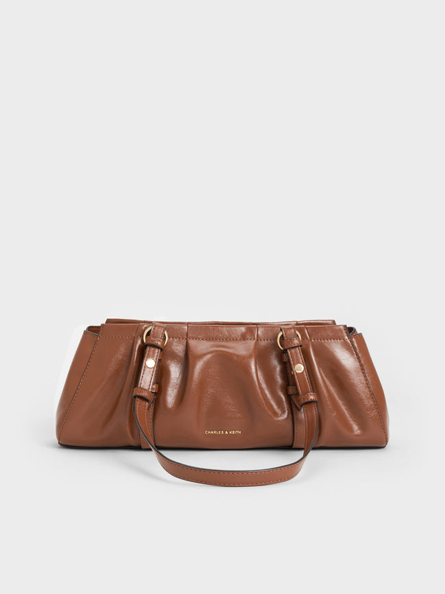 CHARLES & KEITH Women Britton Elongated Shoulder Bag_Chocolate