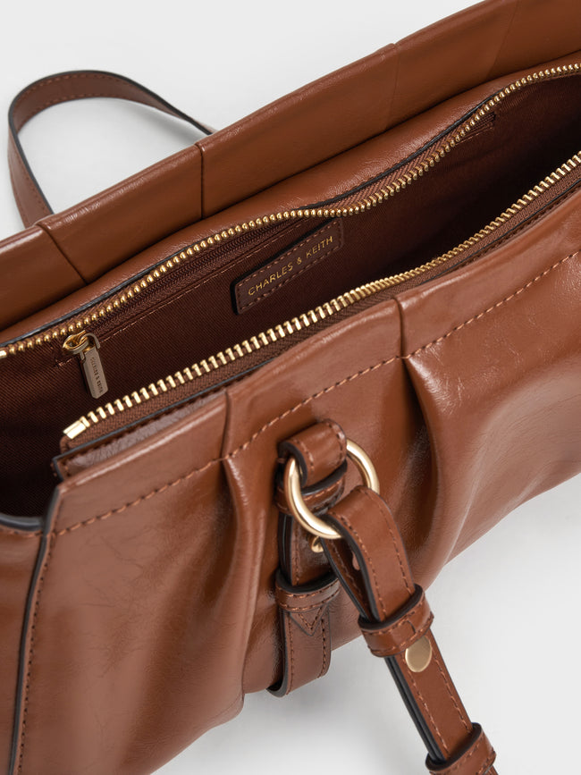 CHARLES & KEITH Women Britton Elongated Shoulder Bag_Chocolate