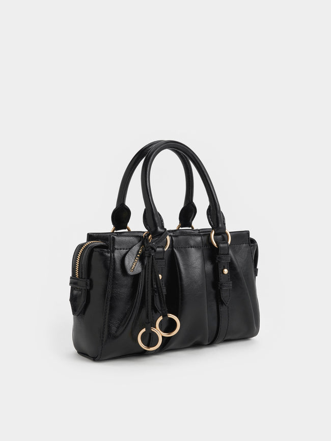 CHARLES & KEITH Women Britton Top Handle Tote Bag_Black