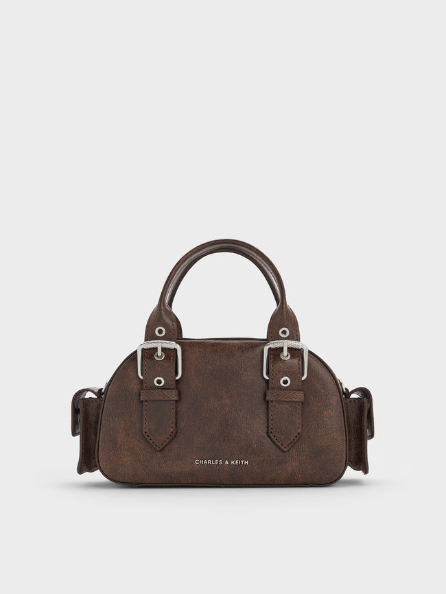 CHARLES & KEITH Women Blaise Buckle-Strap Side-Pocket Bowling Bag_Noir