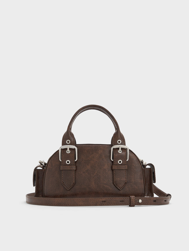 CHARLES & KEITH Women Blaise Buckle-Strap Side-Pocket Bowling Bag_Noir