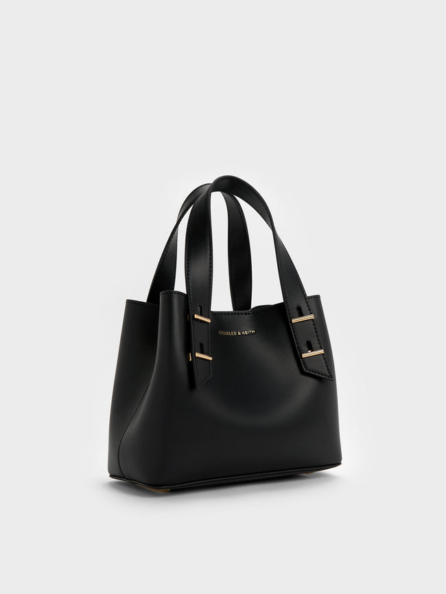 CHARLES & KEITH Women Mini Shania Double-Handle Tote Bag_Black