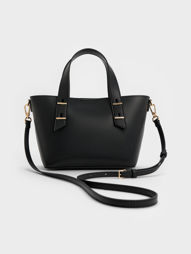 CHARLES & KEITH Women Mini Shania Double-Handle Tote Bag_Black