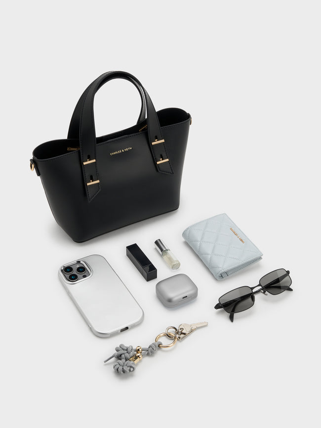 CHARLES & KEITH Women Mini Shania Double-Handle Tote Bag_Black