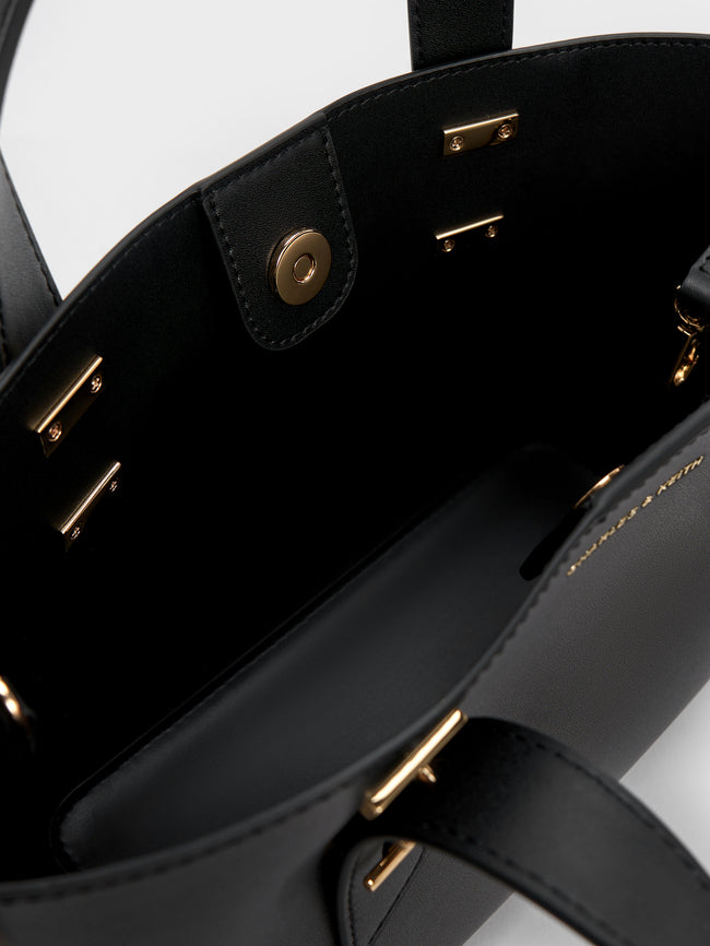 CHARLES & KEITH Women Mini Shania Double-Handle Tote Bag_Black