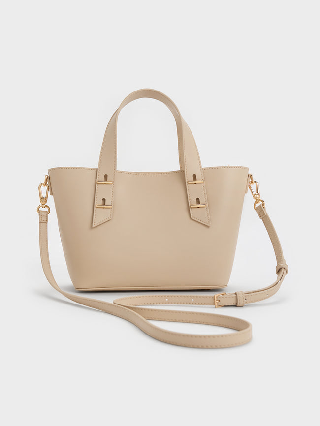 CHARLES & KEITH Women Mini Shania Double-Handle Tote Bag_Dusted Oat