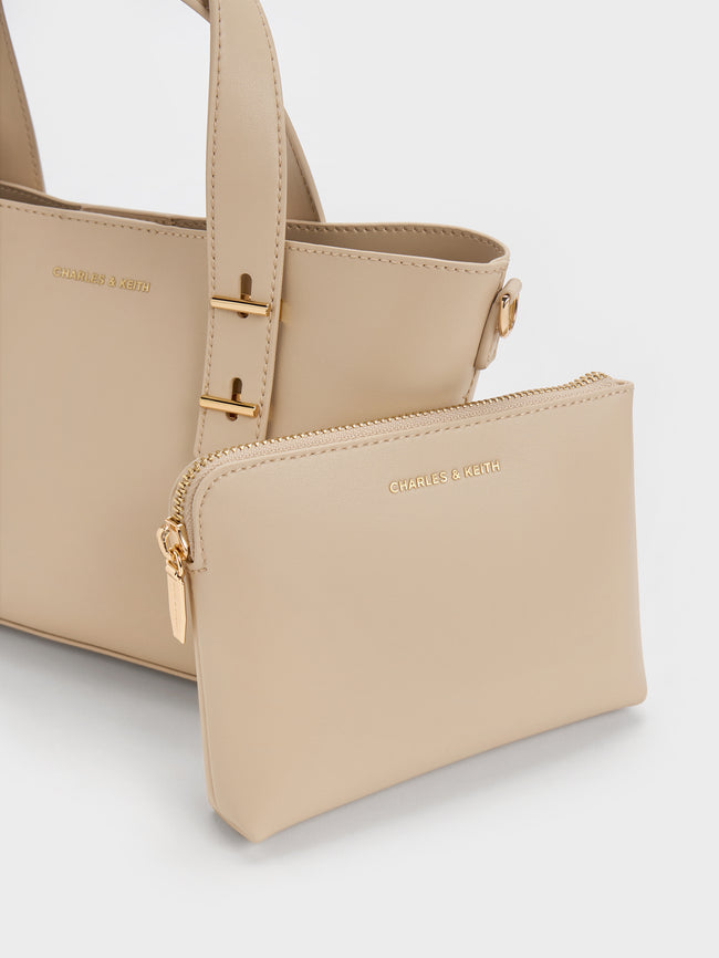 CHARLES & KEITH Women Mini Shania Double-Handle Tote Bag_Dusted Oat