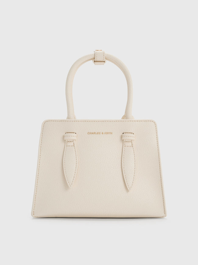 CHARLES & KEITH Women Allyn Structured Trapeze Tote Bag_Cream
