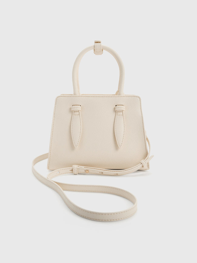 CHARLES & KEITH Women Allyn Structured Trapeze Tote Bag_Cream