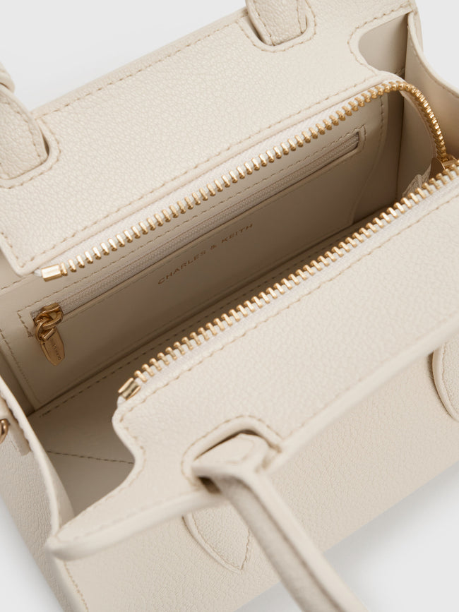 CHARLES & KEITH Women Allyn Structured Trapeze Tote Bag_Cream