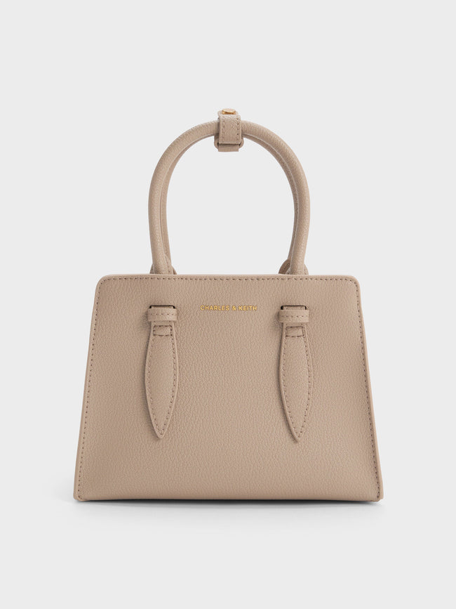 CHARLES & KEITH Women Allyn Structured Trapeze Tote Bag_Taupe