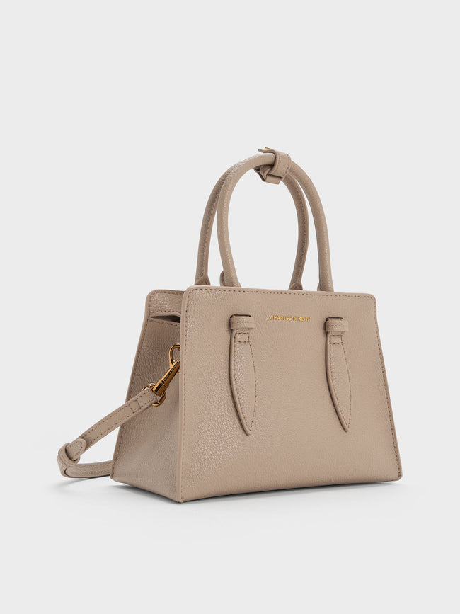 CHARLES & KEITH Women Allyn Structured Trapeze Tote Bag_Taupe