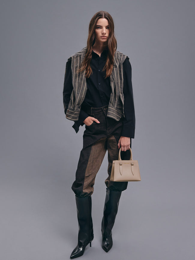 CHARLES & KEITH Women Allyn Structured Trapeze Tote Bag_Taupe