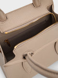 CHARLES & KEITH Women Allyn Structured Trapeze Tote Bag_Taupe