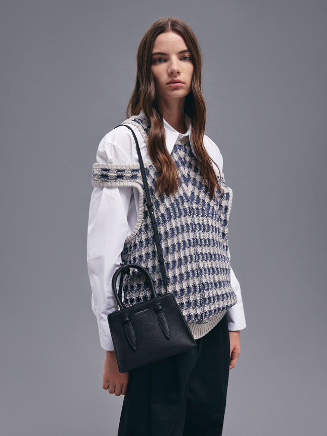 CHARLES & KEITH Women Allyn Structured Trapeze Tote Bag_Noir