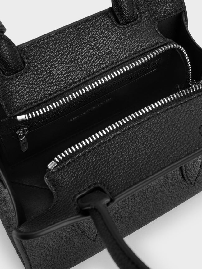 CHARLES & KEITH Women Allyn Structured Trapeze Tote Bag_Noir