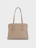 CHARLES & KEITH Women Allyn Elongated-Handle Tote Bag_Taupe