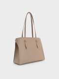 CHARLES & KEITH Women Allyn Elongated-Handle Tote Bag_Taupe
