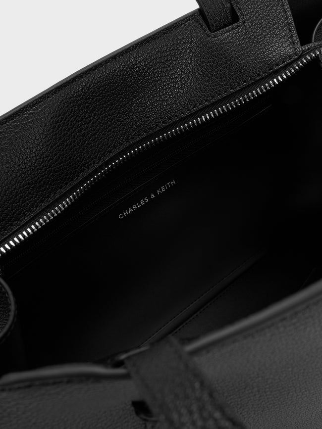 CHARLES & KEITH Women Allyn Elongated-Handle Tote Bag_Noir
