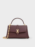 CHARLES & KEITH Women Adalyn Metallic-Buckle Chain-Strap Top Handle Bag_Wineberry Red