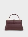 CHARLES & KEITH Women Adalyn Metallic-Buckle Chain-Strap Top Handle Bag_Wineberry Red