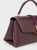 CHARLES & KEITH Women Adalyn Metallic-Buckle Chain-Strap Top Handle Bag_Wineberry Red