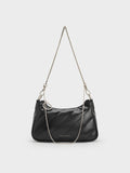 Philomena Crinkle-Effect Chain-Strap Crossbody Bag_Noir